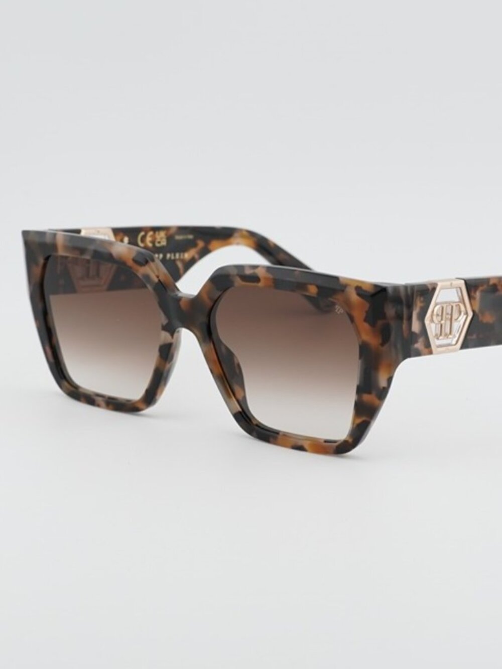 Philipp Plein SPP160 04BL Sunglasses Havana Square Frame, Brown Lenses